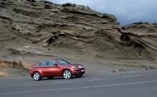 Красный BMW X6, БМВ, горы, дорога, пласт